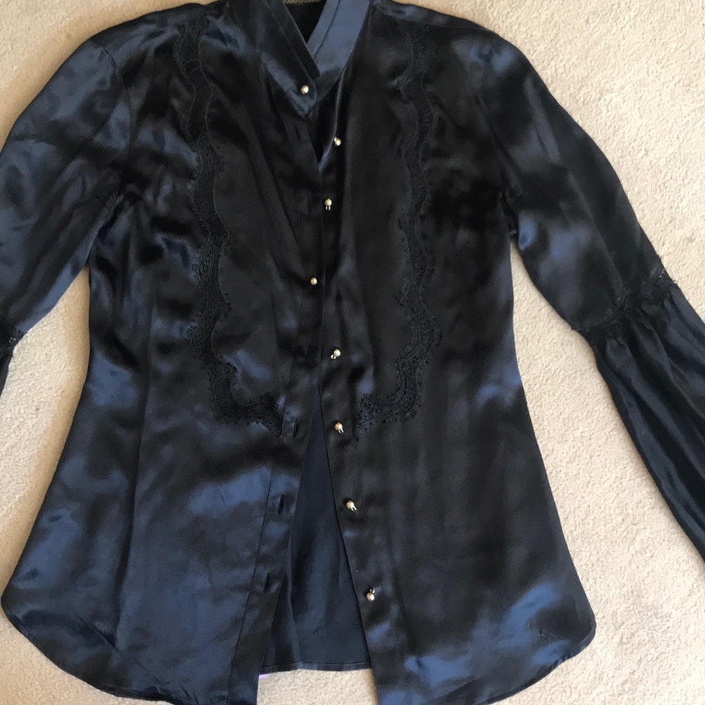 Roberto Cavalli black button down 100%silk - Picture 5 of 6